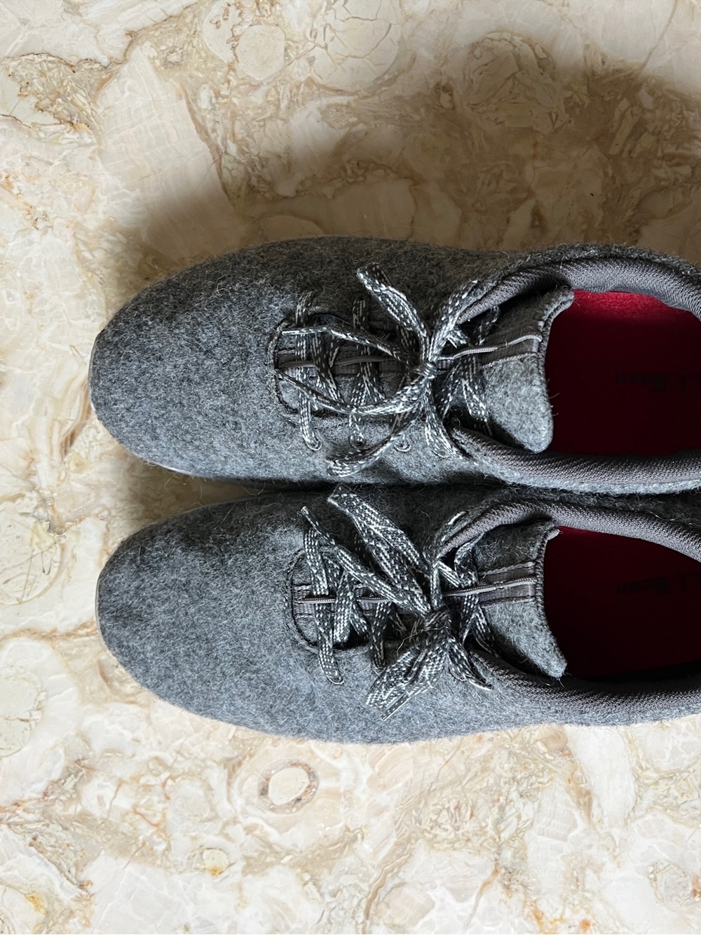 L.L. Bean Women's Ash Gray Wool Lace-Up Sneakers with Red Interior - Picture 11 of 15